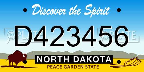 D423456 North Dakota License Plate
