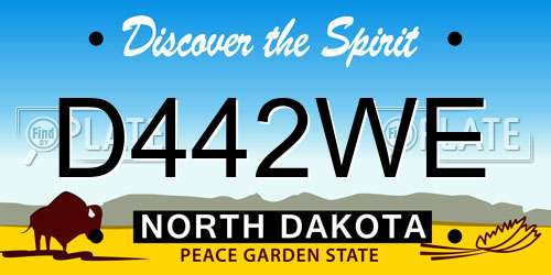 D442WE North Dakota License Plate