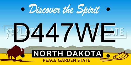 D447WE North Dakota License Plate