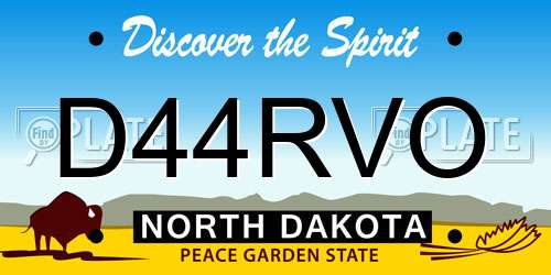 D44RVO North Dakota License Plate
