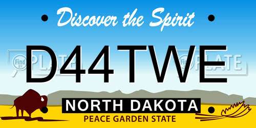 D44TWE North Dakota License Plate