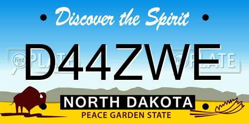 D44ZWE North Dakota License Plate