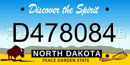 D478084 North Dakota License Plate