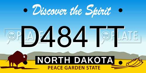 D484TT North Dakota License Plate