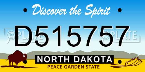 D515757 North Dakota License Plate