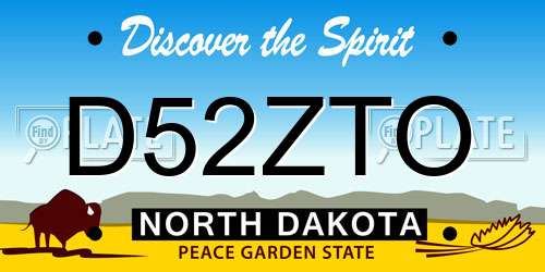 D52ZTO North Dakota License Plate
