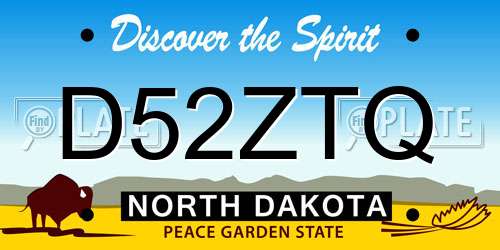 D52ZTQ North Dakota License Plate