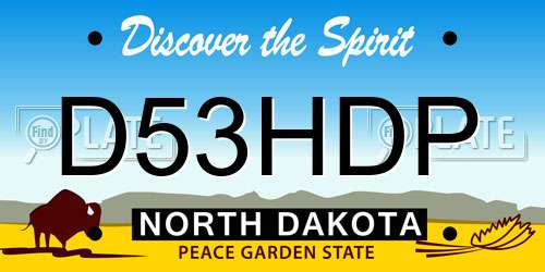 D53HDP North Dakota License Plate