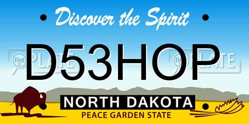 D53HOP North Dakota License Plate