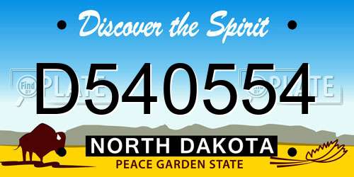 D540554 North Dakota License Plate