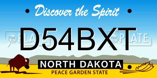 D54BXT North Dakota License Plate