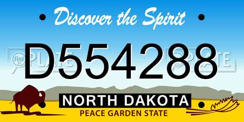 D554288 North Dakota License Plate