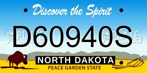 D60940S North Dakota License Plate
