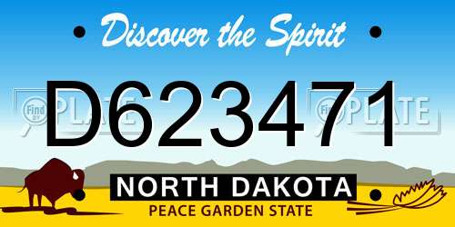D623471 North Dakota License Plate
