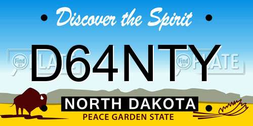 D64NTY North Dakota License Plate