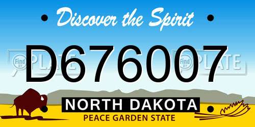 D676007 North Dakota License Plate