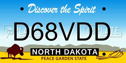 D68VDD North Dakota License Plate