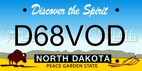 D68VOD North Dakota License Plate