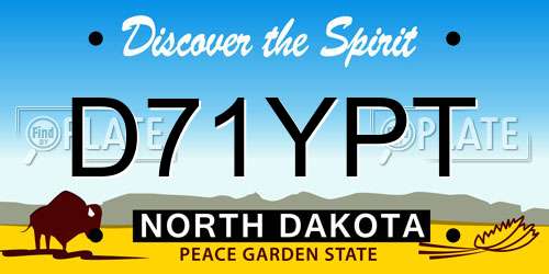 D71YPT North Dakota License Plate