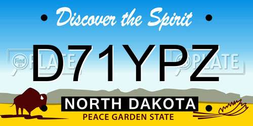 D71YPZ North Dakota License Plate