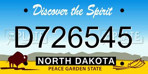D726545 North Dakota License Plate
