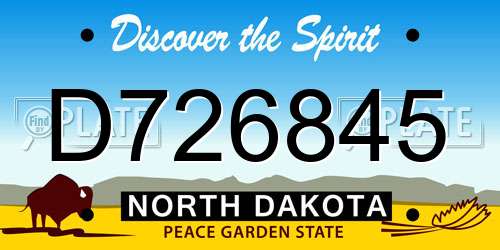 D726845 North Dakota License Plate