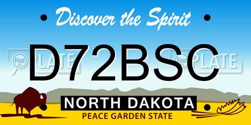 D72BSC North Dakota License Plate