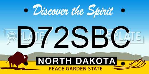 D72SBC North Dakota License Plate