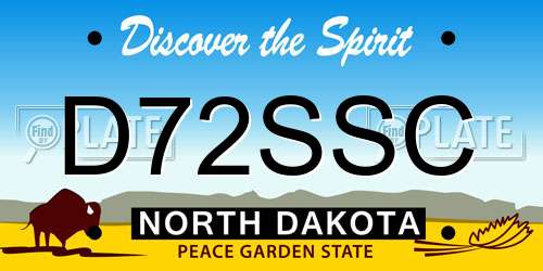 D72SSC North Dakota License Plate