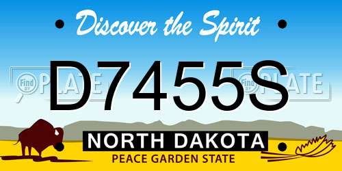 D7455S North Dakota License Plate