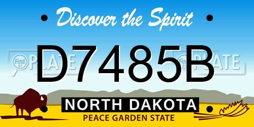 D7485B North Dakota License Plate