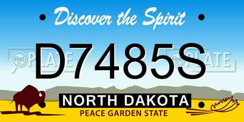 D7485S North Dakota License Plate