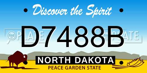 D7488B North Dakota License Plate