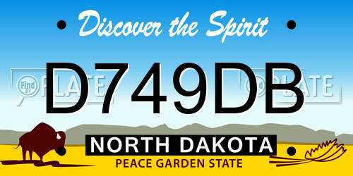 D749DB North Dakota License Plate