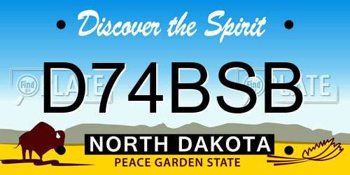 D74BSB North Dakota License Plate