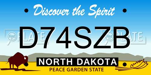 D74SZB North Dakota License Plate