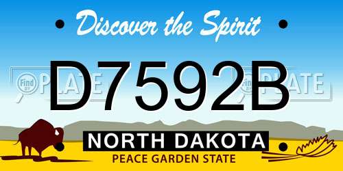 D7592B North Dakota License Plate