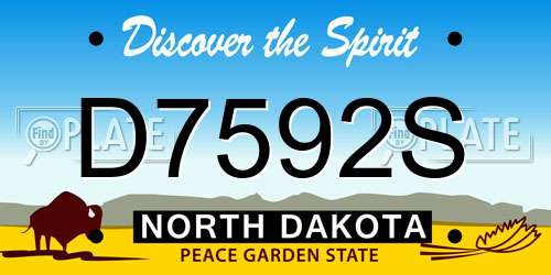 D7592S North Dakota License Plate