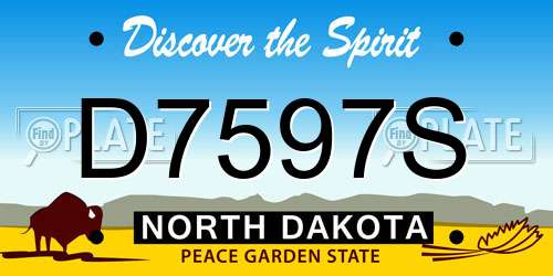 D7597S North Dakota License Plate
