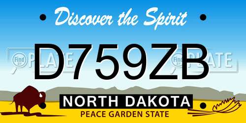 D759ZB North Dakota License Plate