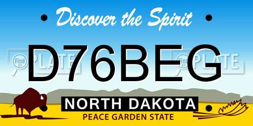 D76BEG North Dakota License Plate