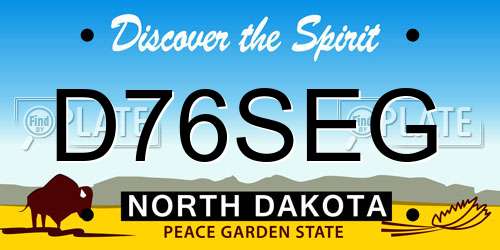 D76SEG North Dakota License Plate