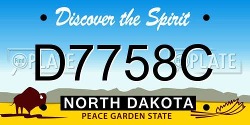 D7758C North Dakota License Plate