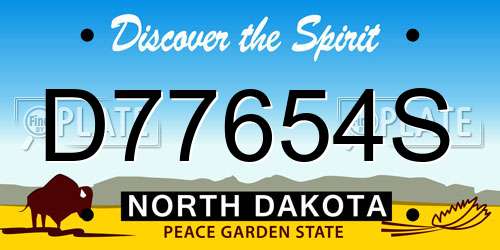 D77654S North Dakota License Plate