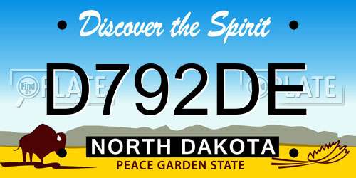 D792DE North Dakota License Plate