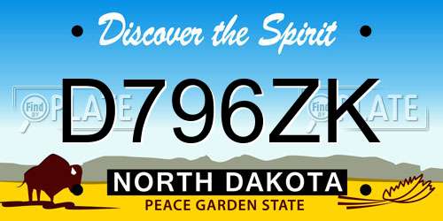 D796ZK North Dakota License Plate