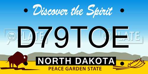 D79TOE North Dakota License Plate