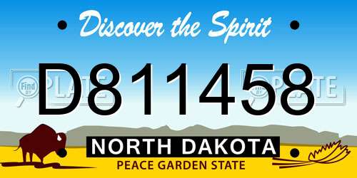 D811458 North Dakota License Plate