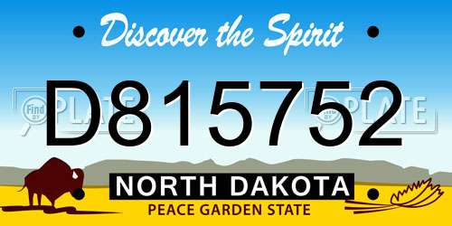 D815752 North Dakota License Plate