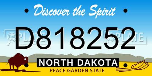 D818252 North Dakota License Plate